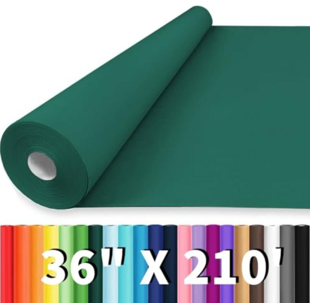 Vanhench 36" x 2520" (210') Green Solid Color Wrapping Paper, Art Construction Paper for Fathers Day, Birthday, Bouquet Flower Crafts Packing & Poster Bulletin Board Pack of 2