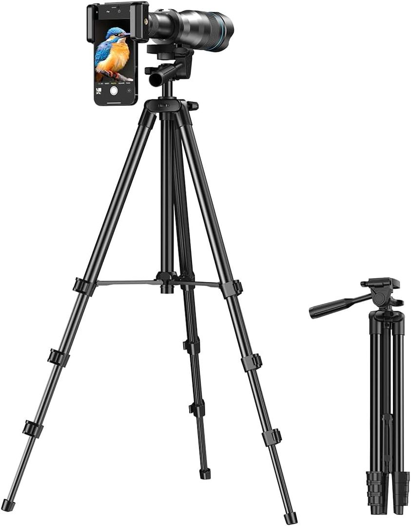 APEXEL 60x Telephoto Lens for iPhone, Magnification Phone Lens with Universal Clip Attachment, Extension Tripod and Bluetooth Shutter, HD Magnifier Photography Lens Fits for Almost All Smartphone