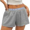 Milumia Women's Striped Low Waisted Sweat Shorts Patchwork Casual Lounge Shorts L