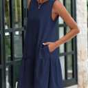 PRETTYGARDEN Casual Short Summer Dresses for Women 2025 Sleeveless Crewneck Cute Ruffle Loose Vacation Mini Tshirt Dress