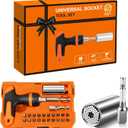 Universal Socket Tool Set, Stocking Stuffers for Men Gifts for Men,Ratcheting Screwdriver T-Handle kit with Power Drill Adapter, Christmas Tool Gifts for Husband,Him, Women, Boyfriend,Dad,Handyman