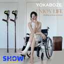 Forearm Crutches for Adults Foldable Knee Patients Mobility aids for Childre and Seniors for with Leg Injury Adjustable Travel Lightweight Walking Stick (Black Pro), Height (handle to floor) from 31"-40"