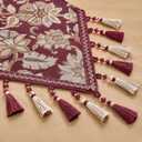 Loom and Mill Vintage Jacquard Table Runner 108 inches Long, Elegant Floral Pattern Dining Table Runners with Tassels, Great for Table Setting Kitchen Dresser Party Decor(Burgundy, 13x108in)
