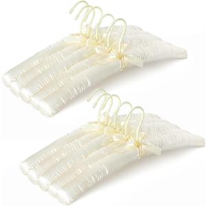 TOPIA HANGER Padded Hangers for Women Clothing,17-inch Satin Hangers 10 Pack Thick Foam Padded No Shoulder Bump for Sweaters, Coat, Blouses, Dresses-Ivory,CT18I-10