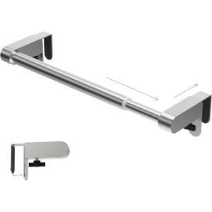 VEHHE Kitchen Towel Holder, Hand Screwed Telescopic Kitchen Towel Rack, Stainless Steel Adjustable Length and Width Over The Cabinet Door Towel Rack with EVA Foam Pad (Silver) (Tool-free Installation | Silver)