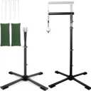 WodGod 2 in1 Baseball Swing Trainer with X Base, Height Adjustable 20-54 inches, 2 Sandbags for Maximum Stability, 3 Balls & 4 Ground Stakes, Great for Improve Swing Power, Accuracy, Standard