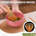 Matcha Whisk Set, 7 Pcs Matcha Kit with Matcha Bowl, Spout, Whisk and Holder, Bamboo Scoop and Stainless Steel Sifter, Japanese Matcha Set for Ceremony, Gift for Matcha Lover, Pink