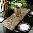 FAVE Gold Table Runners 36 Inches Heat Resistant Table Runner Short Table Runner Washable Table Mats Fall Table Runners for Wedding, Banquets, Birthday, Party, Restaurant (Line Pattern)