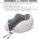 MLVOC Travel Pillow 100% Pure Memory Foam Neck Pillow, Comfortable & Breathable Cover, Machine Washable, Airplane Travel Kit with 3D Sleep Mask, Earplugs, and Luxury Bag,Standard (Grey)