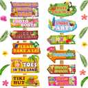 Sratte 24 Pcs Luau Party Welcome Sign Hawaiian Party Directional Signs Tropical Luau Party Decorations Luau Party Supplies Hawaiian Decorations with Alphabet Stickers for Summer Luau Party Photo Props