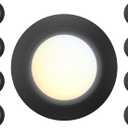 8 Packs 6 Inch Black 5CCT Field Selectable LED Low Profile Recessed & Surface Mount Disk Light, Round, 15W, 920 Lumens, CRI80, 27K-30K-35K-40K-50K, Driverless, Dimmable, ETL & Wet Listed (6inch, 5CCT Black)
