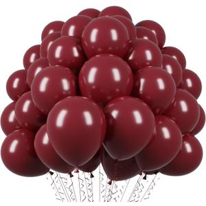 Voircoloria 110pcs Burgundy Balloons 12inch Maroon Latex Party Balloons for Graduation, Thanksgiving Day, Autumn Fall Theme Party, Wedding, Birthday, Valentines, Baby Shower Decorations