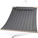 SUNCREAT Heavy Duty Hanging Tree Hammock, 475 lbs Capacity, Two Person Hammock with Large Soft Pillow, Tree Hooks, Gray
