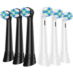 6 Pack IO Replacement Brush Heads Compatible with Oral B iO 2/3/4/5/6/7/8/9/10/Deep Clean Series Electric Toothbrushes, IO Brush Head for Teeth Cleaning (Black/White)
