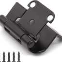 60 Pack 30 Pairs 1/2" Semi Wrap Overlay Hinges - Black, Modern Style, Metal, Painted Finish