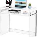 Acrylic Desk Laptop Study Table Home Office Console Table Entrance Tables, 33.5'' x 15.7'' x 29.5'' (Clear)