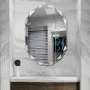 SNUGACE Single Beveled Edge Frameless Wall Mount Bathroom Vanity Mirror, 24 X 36, Silver