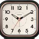 4.5" Vintage Retro Analog Alarm Clock, Super Silent Non Ticking Clock with Manual Light, Snooze, Battery Operated, Simply Design, for Living Room, Bedroom, Bedside, Desk(Black)