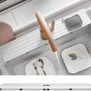 Fast Drying Stone Faucet Mat for Kitchen Sink with Raised Feet, Water Absorbent Diatomite Stone Sink Tray, Faucet Sink Splash Guard, Prevents Moisture Buildup, Durable Protector for Bathroom Counter (20" x 4", White Gray)