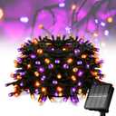 Solar Halloween Lights, 39FT 100LED Orange & Purple String Lights, Halloween Solar Lights Outdoor with 8 Modes Waterproof for Bedroom Patio Garden Party Yard Decoration