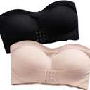 OYOANGLE Women's 2 Piece Front Closure Bandeau Bras Set Wireless Strapless Tube Bras (Multicolor)