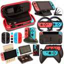 Switch Accessories Bundle for Nintendo Switch: Carrying Case, Screen Protector, Joycon Grips, Steering Wheels, Charging Dock, Play stand, Comfort Joy-Con Case and More (23 in 1)