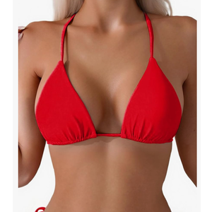 Tainehs Women's Sexy Halter Thong Bikini Top String Micro Triangle Bikini Top Swimsuit, Size Small