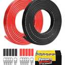 6 AWG Battery Cable, 10 Feet Black + 10Feet Red Flexible 6 Gauge Wire with 5pcs of 5/16" & 5pcs 3/8" Tinned Copper Lugs Terminal Welding Cable + Heat Shrink Tubing for Auto Solar Marine RV