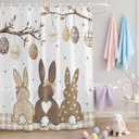 Easter Shower Curtains for Bathroom Bunny Spring Stall Shower Curtain Set Waterproof Polyester Bathroom Curtains Easter Eggs Rabbit Plaid Bathtub Decorations 72x72 Inch