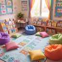 Frienda 13 x7.5 ft Large Classroom Rug for Kids Rainbow Cloud Rug