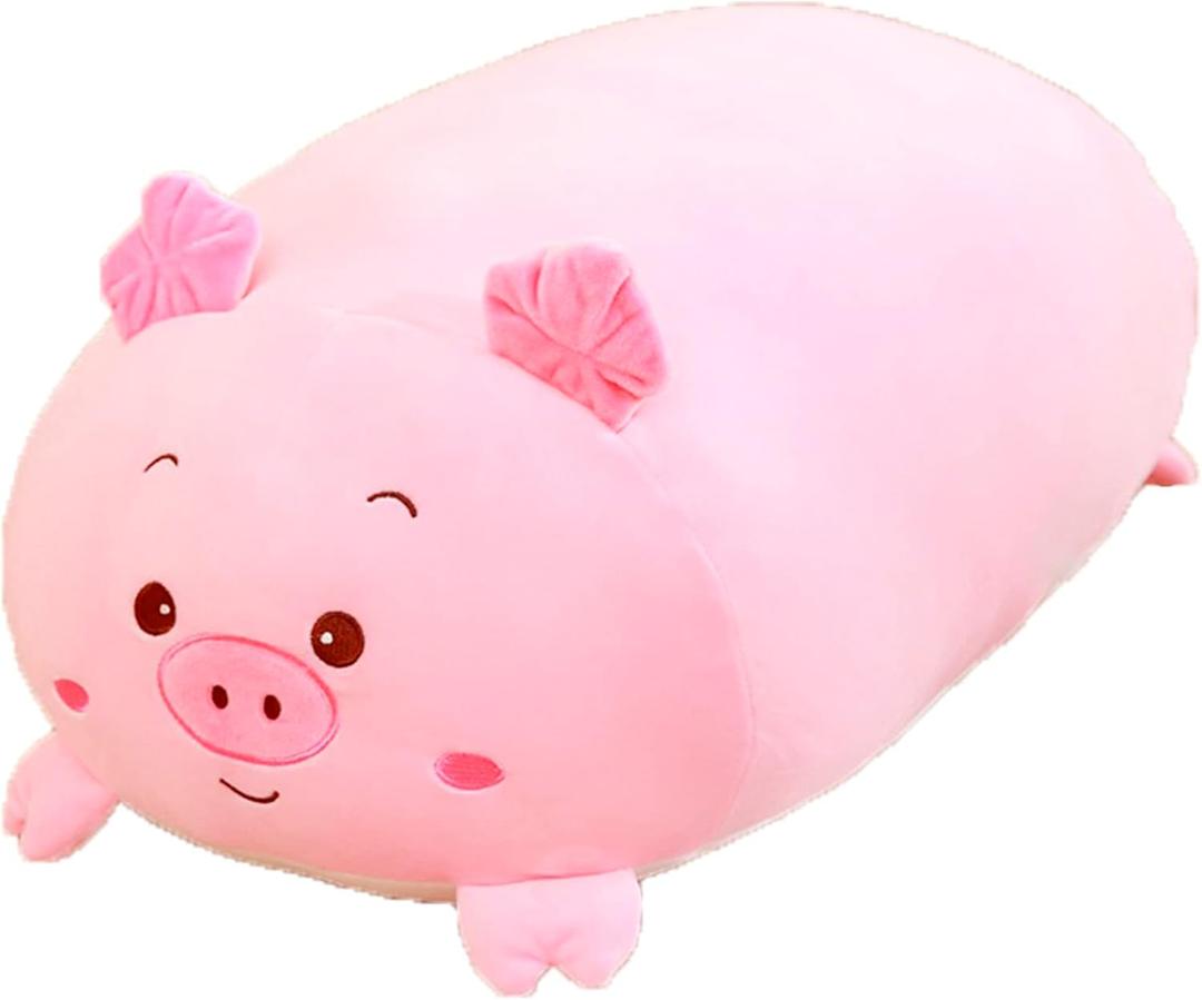 24 Inch Long Plush Pig Stuffed Animal Pig Hugging Pillow Cuddly Pig Pillow Plushies Toy Home Decor Pink Piggy Huggable Anime Gifts for Kids and Lovers in Birthday, Valentines