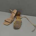 GRACESTRIDE Rhinestone Strappy Heels for Women Square Toe Chunky Block Heels Ankle Buckle Heeled Sandals, Dark Nude, 7.5