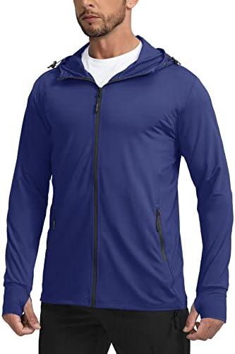 Sejuani Men's UPF 50+ Light Jacket Full Zip Sun Protection Hoodie Long Sleeve Sun Shirts for Men Hiking Fishing Zip Pockets, S