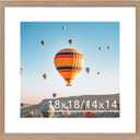 18x18 Picture Frame Rustic Brown with 14x14 Mat, Display Photo 14x14 with Mat or 18 x 18 Without Mat, Wall Hanging Large 18x18 Poster Frame with Shatter Resistant Plexiglass, Rustic Brown