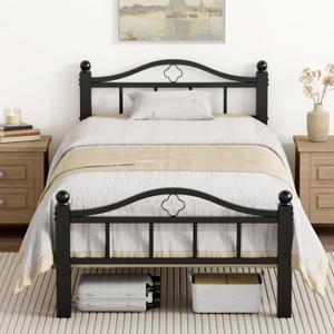 Metal Twin Bed Frames, 1500lb No Squeak Metal Platform with Headboard, 12" Underbed Storage, Tool-Free 30-Min Assembly No Box Spring Needed for Dorms/Apartments