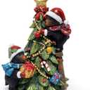 Hodao Christmas Decorations, Resin Black Bear & Christmas Tree Figurines, Indoor Holiday Decor for Home, Bedroom, Cute Xmas Ornaments & Gift