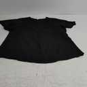 Anyally Women's Summer Dressy Chiffon Blouses V Neck Ruffle Short Sleeve Tunic Tops for Leggings Casual T-Shirts, L Black