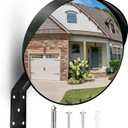 CHIUHEI 12Inch Convex Security Corner Mirror (Clear View)  Adjustable Fixing Bracket, Wide Angle, Indoor and Outdoor Use  Ideal for Warehouse, Office, Parking Garage, and Traffic Safety (Black)