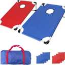 Portable PVC Framed Cornhole Game Set with 2 Collapsible Cornhole Boards, 8 Bean Bags and Carrying Case, Waterproof Mini Cornhole Set, Outdoor Indoor Yard Toss Games Rainbow Design (3 x 2-feet)