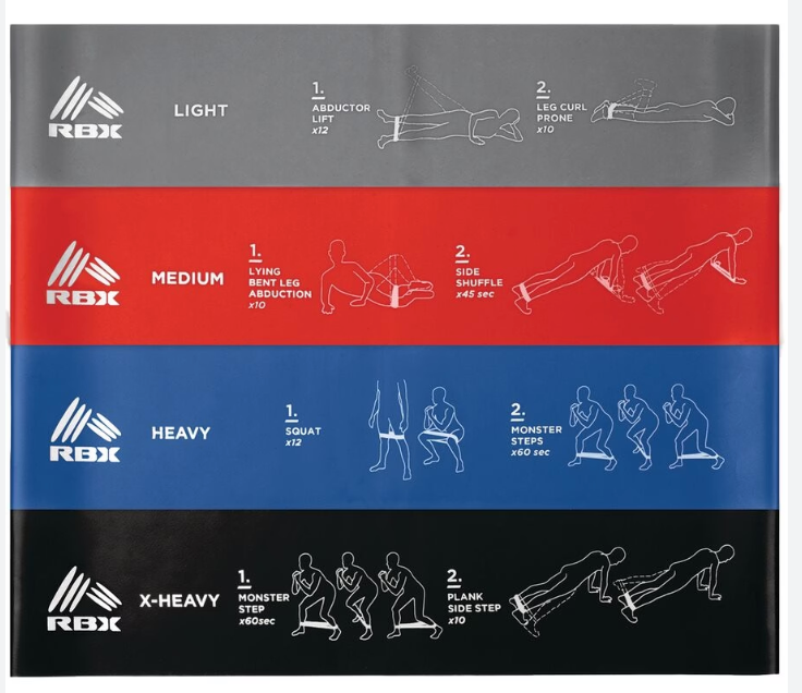 RBX LIVE LIFE ACTIVE LOOPED LATEX RESISTANCE BANDS 4 Pack