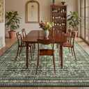 Lofus 9x12 Area Rug for Living Room,Green Washable Large Rugs with Non-Slip Backing,Soft Boho Carpets for Bedroom Dining Room Home Office Indoor Nursery