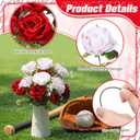 Tigeen 13 Pcs Baseball Rose Bouquet with Baby's Breath, Artificial Baseball Flowers for Senior Night Gifts, Party Favors, Graduation Birthday Decorations, Table Centerpieces (Red & White)