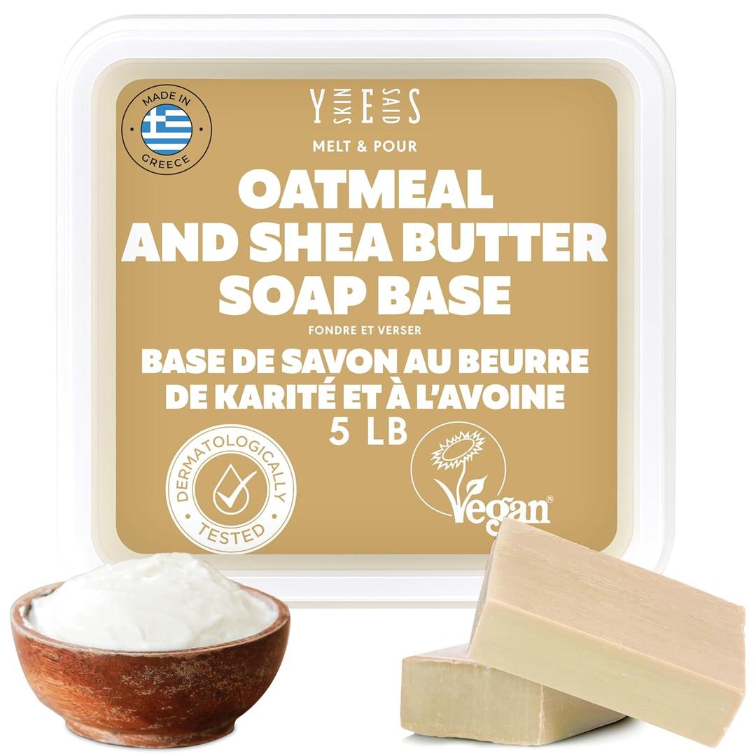 5Lb Oatmeal Soap Base - Bulk Melt and Pour Organic Soap Making Supplies - SLS/SLES Free, No Palm Oil, All Natural - Perfect for DIY Projects, Gentle on Skin, Moisturizing (80 Ounce (Pack of 1))