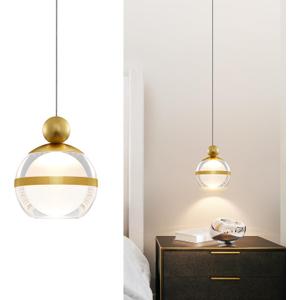 1-Light Gold Pendant Lights Kitchen Island Modern LED Ceiling Hanging Pendant Lights Acrylic Globe Pendant Light Fixtures for Dining Room Bedroom Living Room