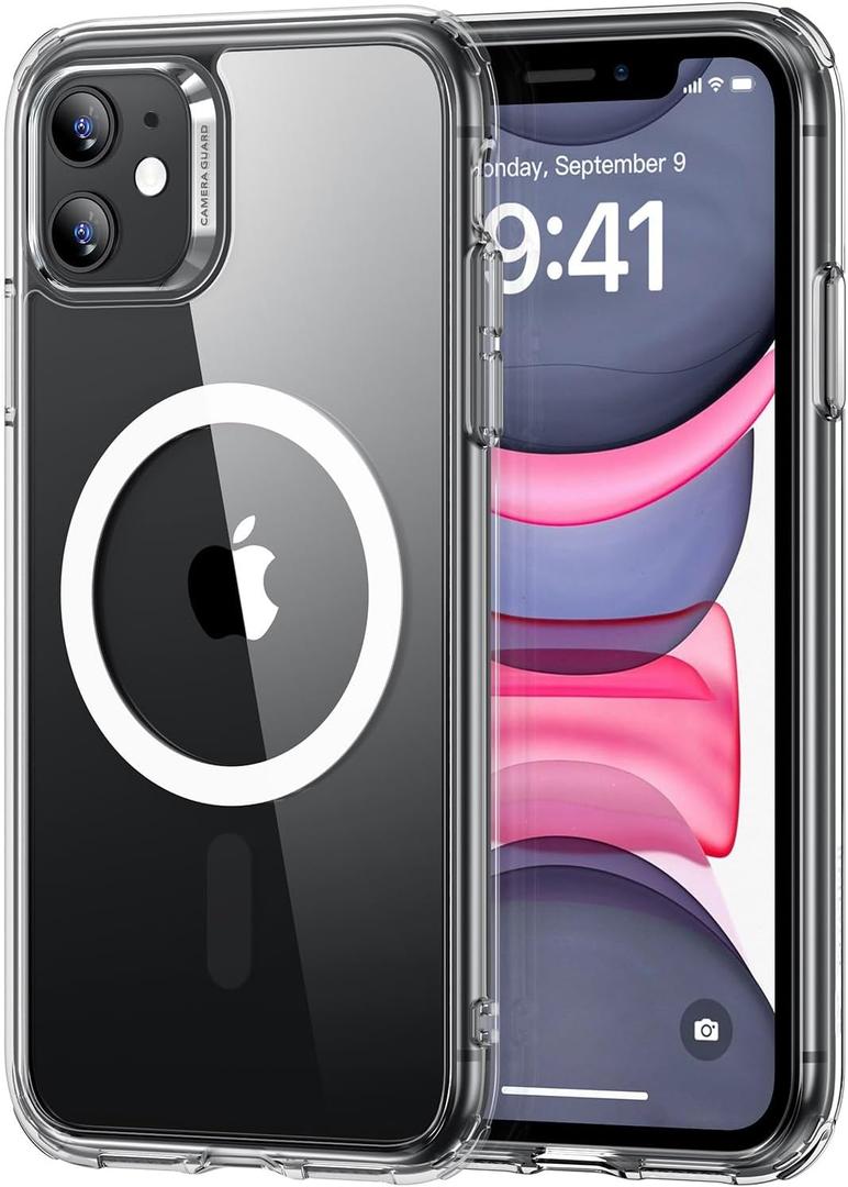 ESR for iPhone 11 Phone Case, Compatible with MagSafe, Shockproof Military-Grade Protection, Magnetic Phone Case for iPhone 11, Classic Hybrid Case (HaloLock), Clear