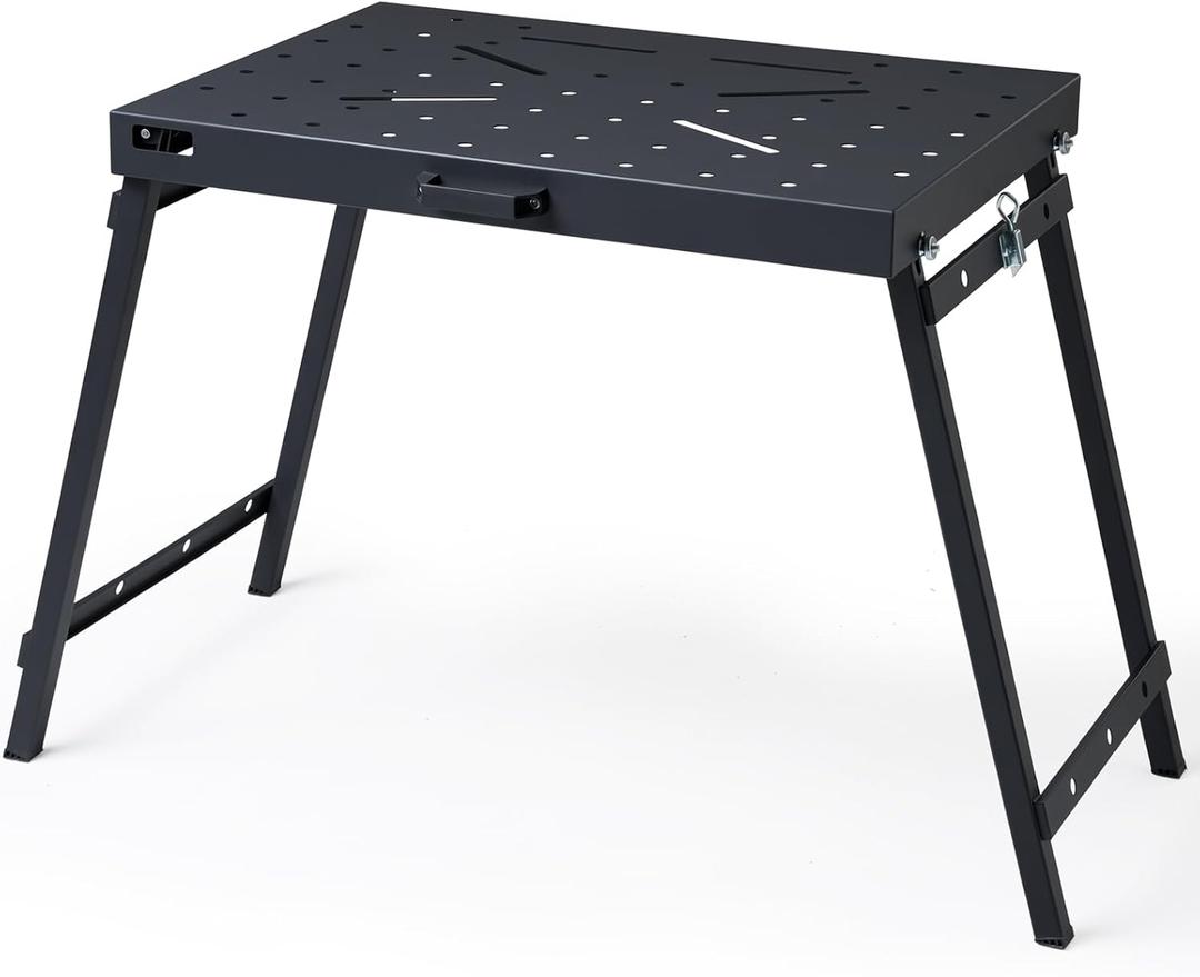OLBRUS Welding Table Foldable Work Bench, Folding Workbench,1000LBS Capacity Heavy-Duty Welding Workbench with Fixture Holes, Foldable Steel Work Bench for Welding, Assembly & Repair