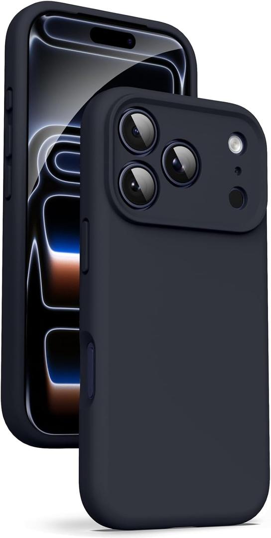 Supdeal Liquid Silicone Case for iPhone 17 Pro Max - [Camera All-Round Protection] [Soft Microfiber Lining Anti-Scratch] 4 Layer Full Covered Shockproof Gel Rubber Phone Case Cover, 6.9", Black
