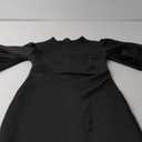 Memoriesea Women's Basic Bodycon Ruffle Flared Short Sleeve Pencil Midi Dress (Small, Black)
