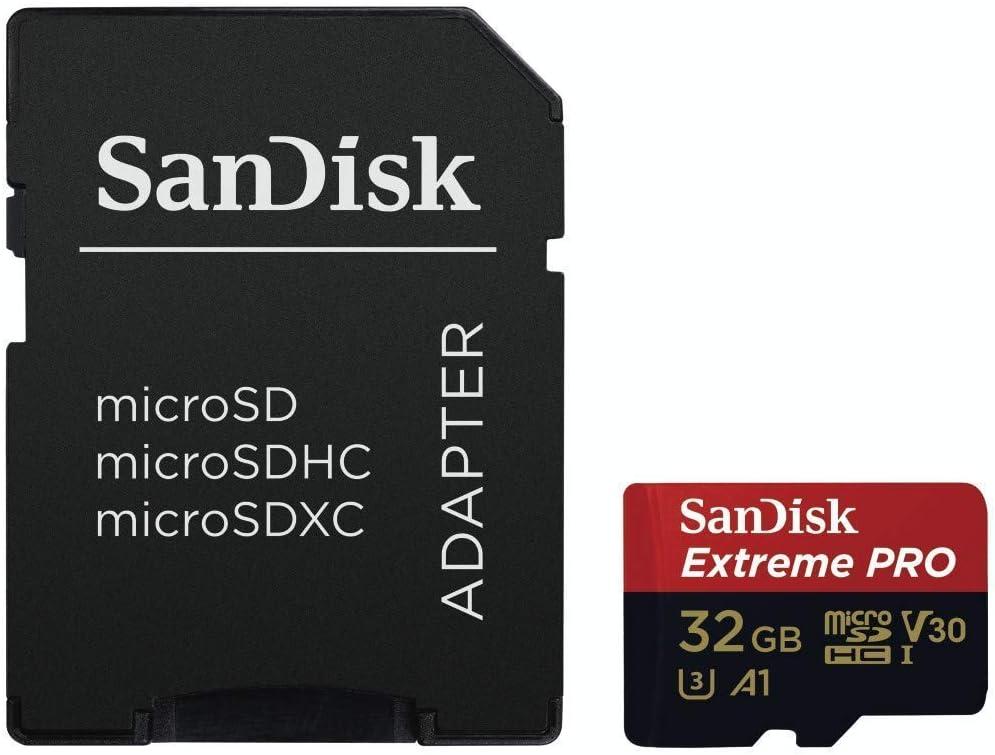 SanDisk Extreme PRO microSDHC Memory Card Plus SD Adapter up to 100 MB/s, Class 10, U3, V30, A1 - 32GB SDSQXCG-032G