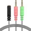 MillSO Headset Adapter 3.3 Feet 3.5mm Audio Jack Y Cable Headphone Adapter 1x 3.5mm Female to 2X 3.5mm Male Headset Adapter for Double-Jacks PC (Black)